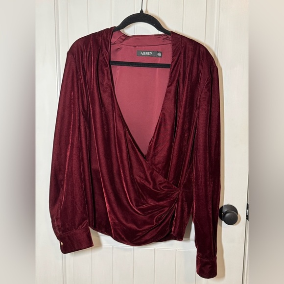 Lauren Ralph Lauren Velvet Surplice Blouse - Picture 4 of 15